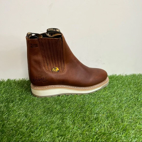 Men's Best Half Work Boots Pull On Leather Tan Botin Trabajo oil Water Resistant - Picture 5 of 10